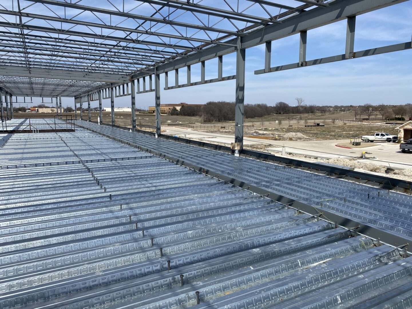 A metal structure with many rows of steel.