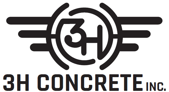 A concrete logo with the word 3 h on it.